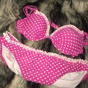 Pink bikini with hearts